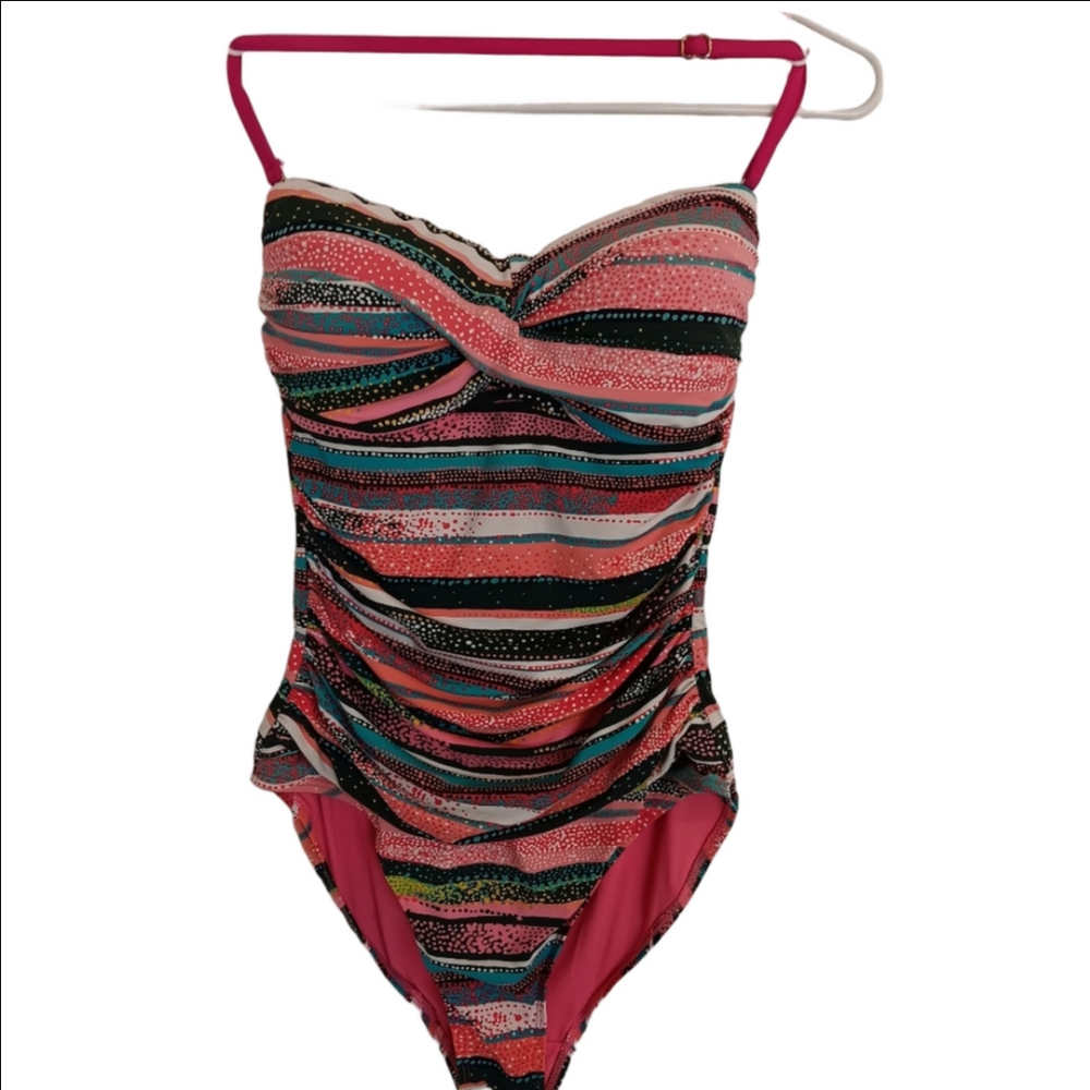 ANNE COLE Twist Front Bandeau One Piece Swimsuit 8
